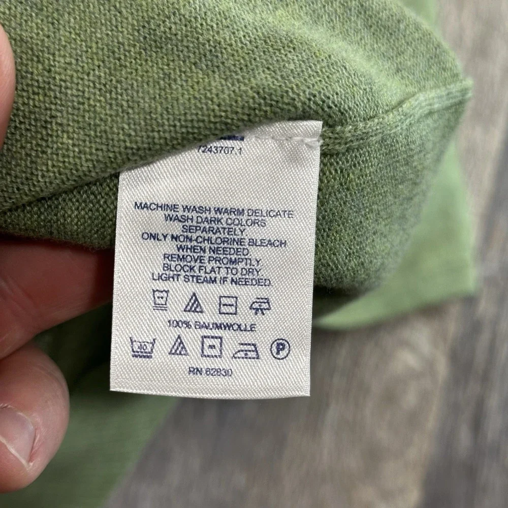 Lands End Sweater Vest Mens XL Green 100% Supima Cotton Pullover Preppy Academia